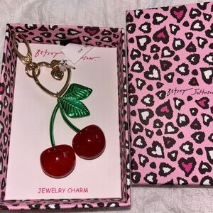 Betsey Johnson Red Cherry Charm Keychain